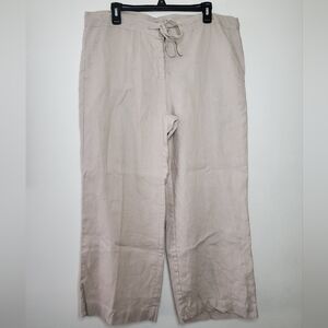 Womens Fabindia 100% Linen Highwaist Cropped Coastal Pants Size Extra Large